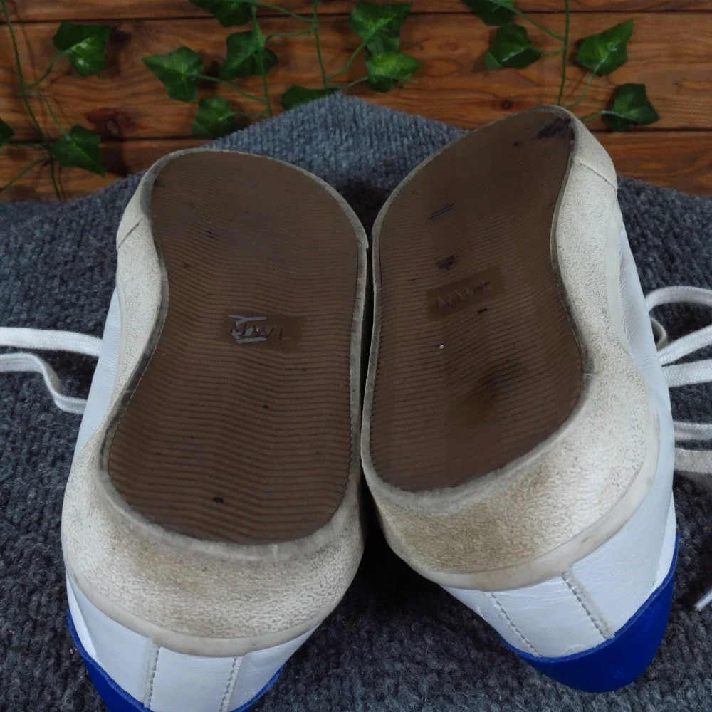 Madewell Sidewalk Women Casual Sneakers 8.5 Everyday‎ White Leather Blue Animal